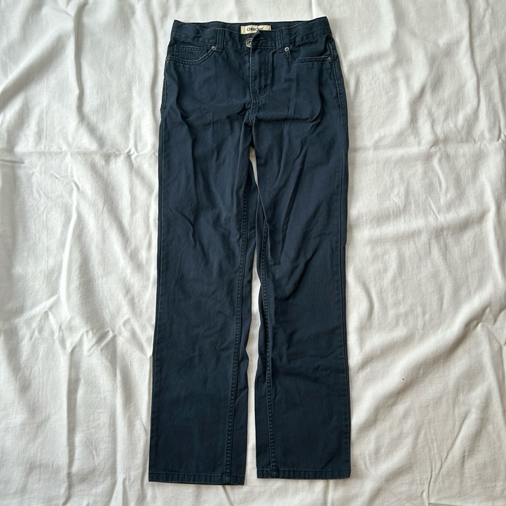 Cherokee brand boys, blue pants, size size 14, elastic adjustable waistband